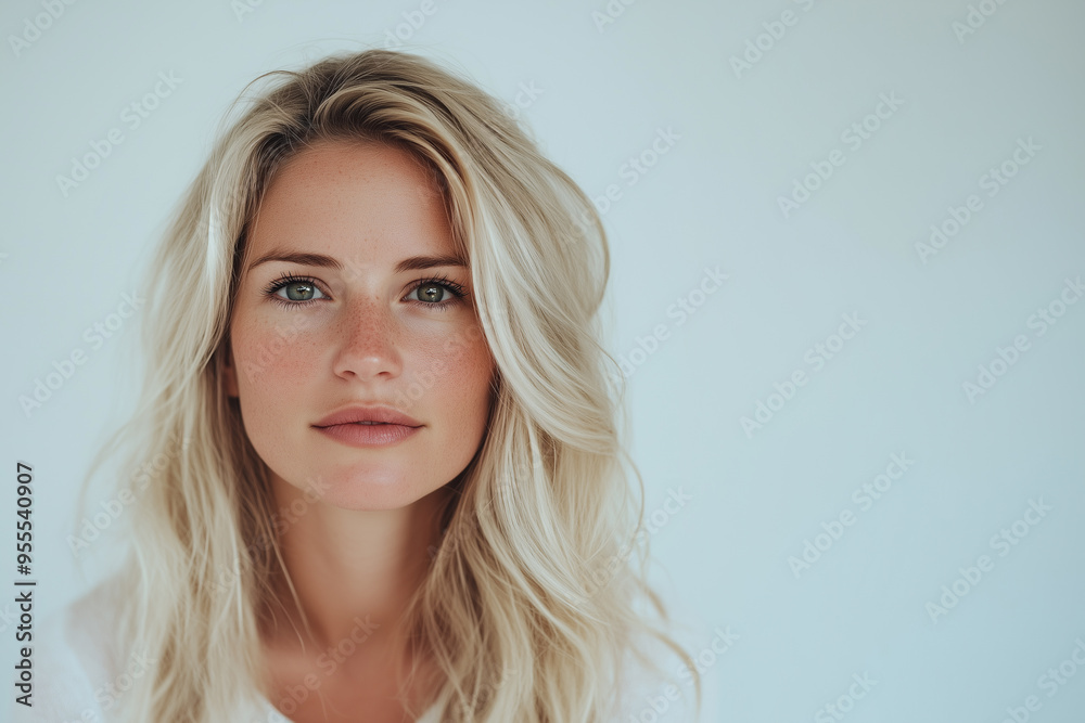 attractive young gorgeous blond woman in white clothes looking calm posing on white background, face skin clean, pretty cute candid beauty portrait, stylish beautiful hairstyle attractive young gorgeous blond woman in white clothes looking calm posing on white background, face skin clean, pretty cute candid beauty portrait, stylish beautiful hairstyle