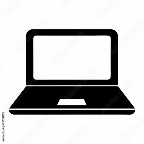 Minimalist Laptop Icon on White Background - Vector Art Illustration