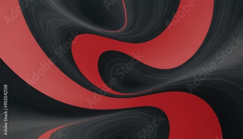 Abstract background with red and black curved lines.