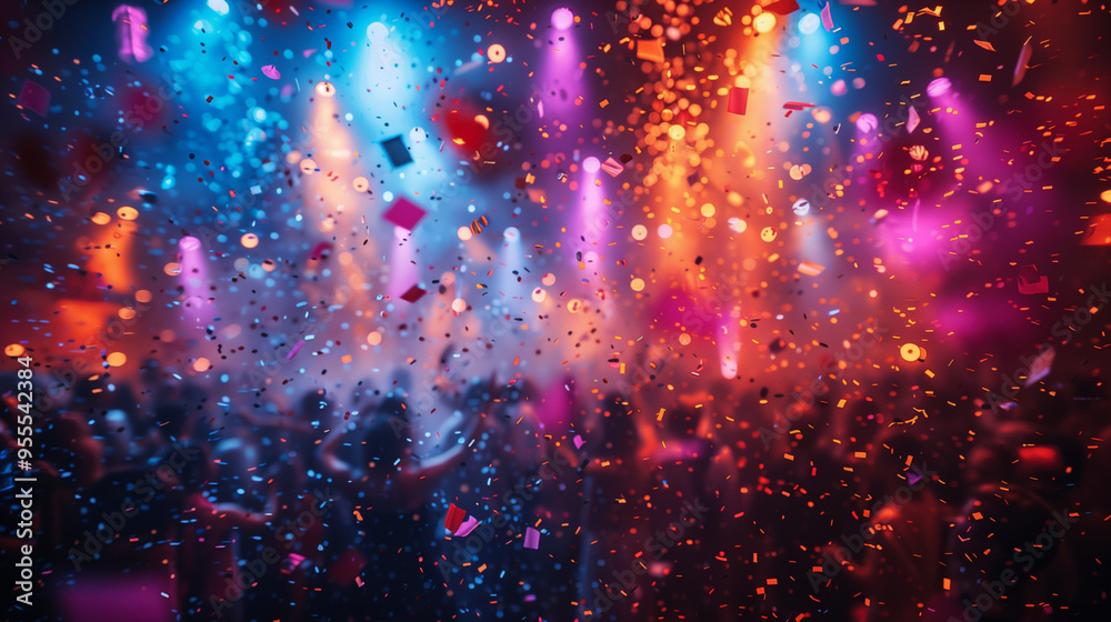 of colorful and confetti creates a festive and energetic New Year's Eve party atmosphere of colorful and confetti creates a festive and energetic New Year's Eve party atmosphere