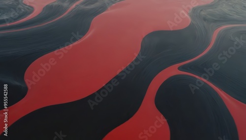Abstract red and black background with wavy lines.