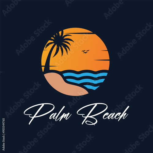 Palm tree summer logo template