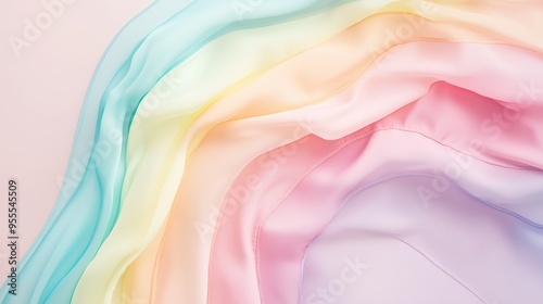 Soft gradient fabric draped elegantly on a light background showcasing pastel colors in a serene, artistic arrangement