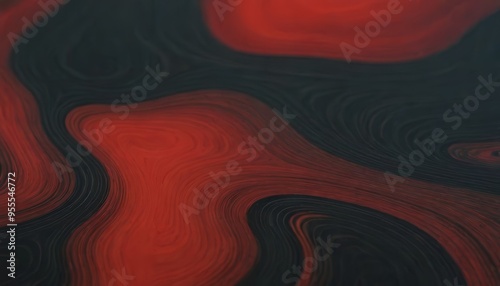 Abstract red and black swirled pattern with fine lines.