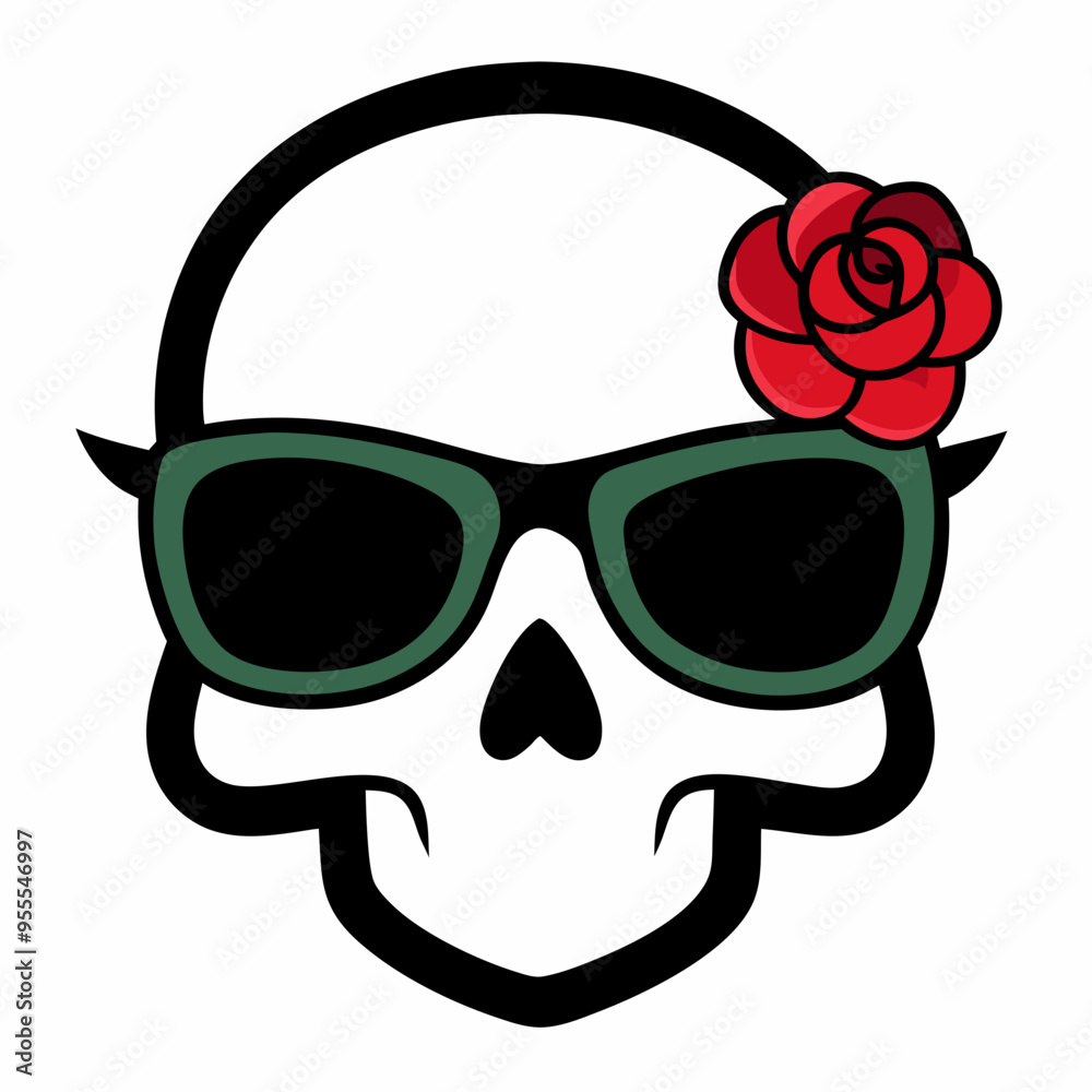 Skull, Sunglasses, and Rose Vector Art Skull, Sunglasses, and Rose Vector Art