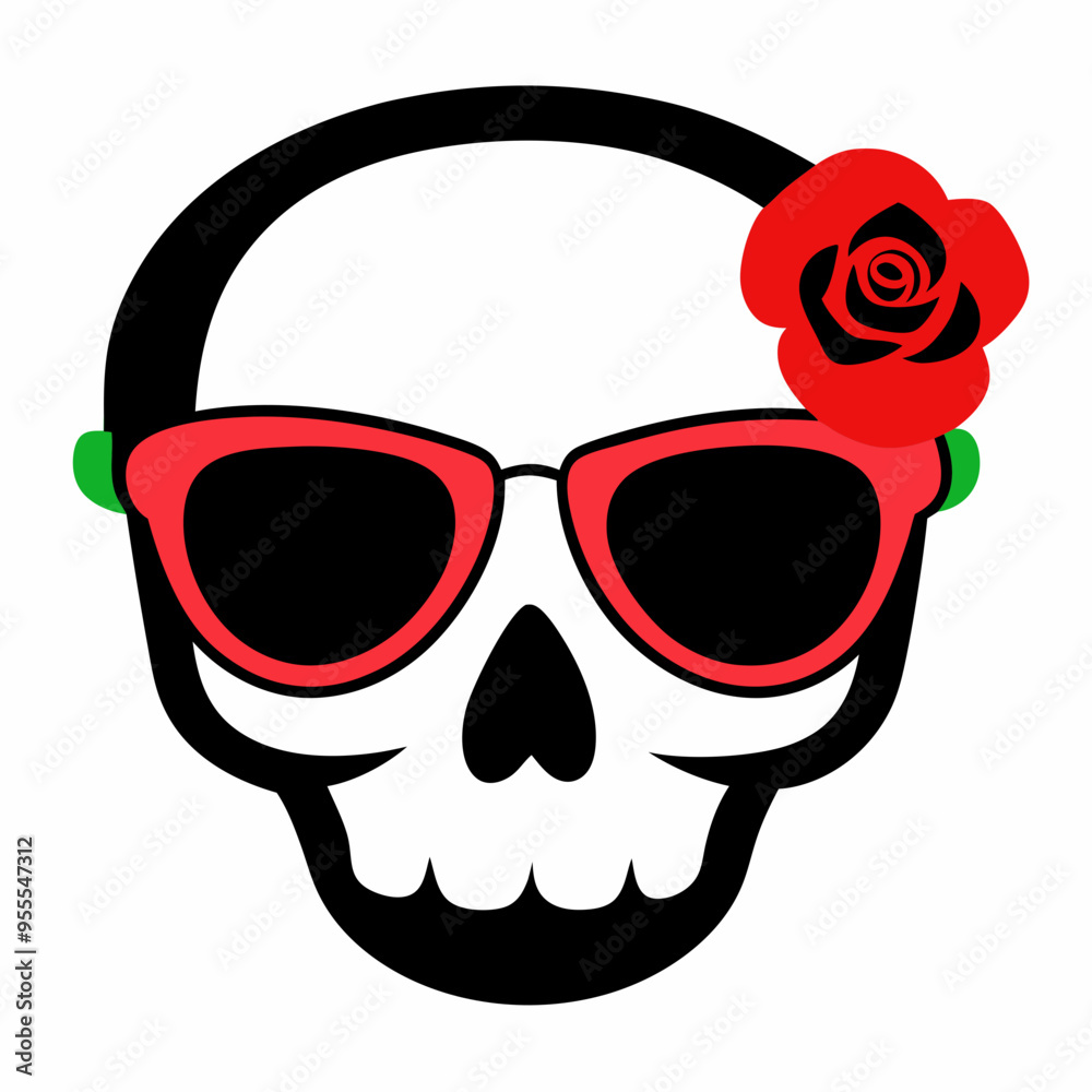 Skull, Sunglasses, and Rose Vector Art Skull, Sunglasses, and Rose Vector Art