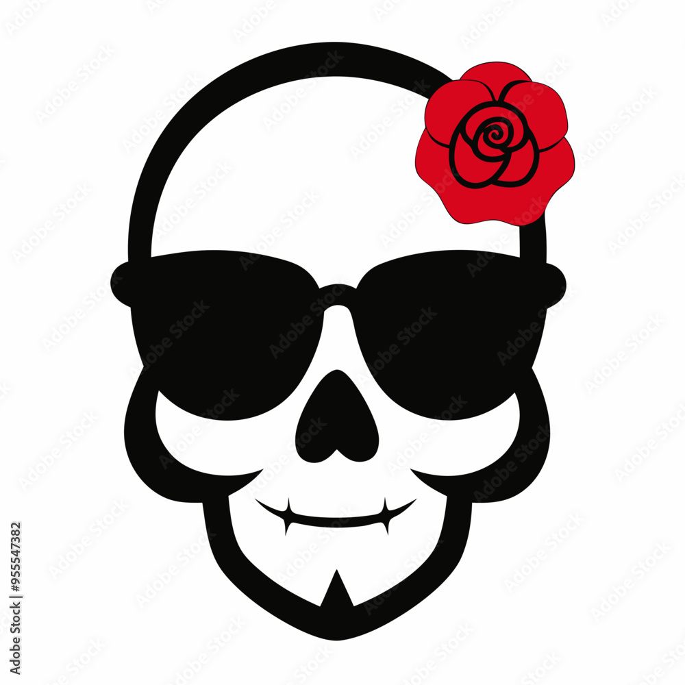 Skull, Sunglasses, and Rose Vector Art Skull, Sunglasses, and Rose Vector Art