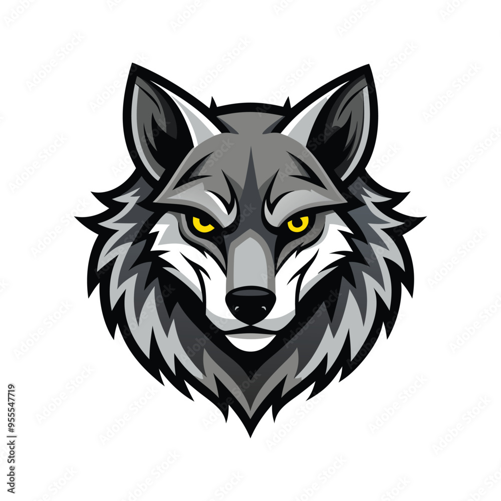 Fototapeta premium Wolf head color vector illustration design