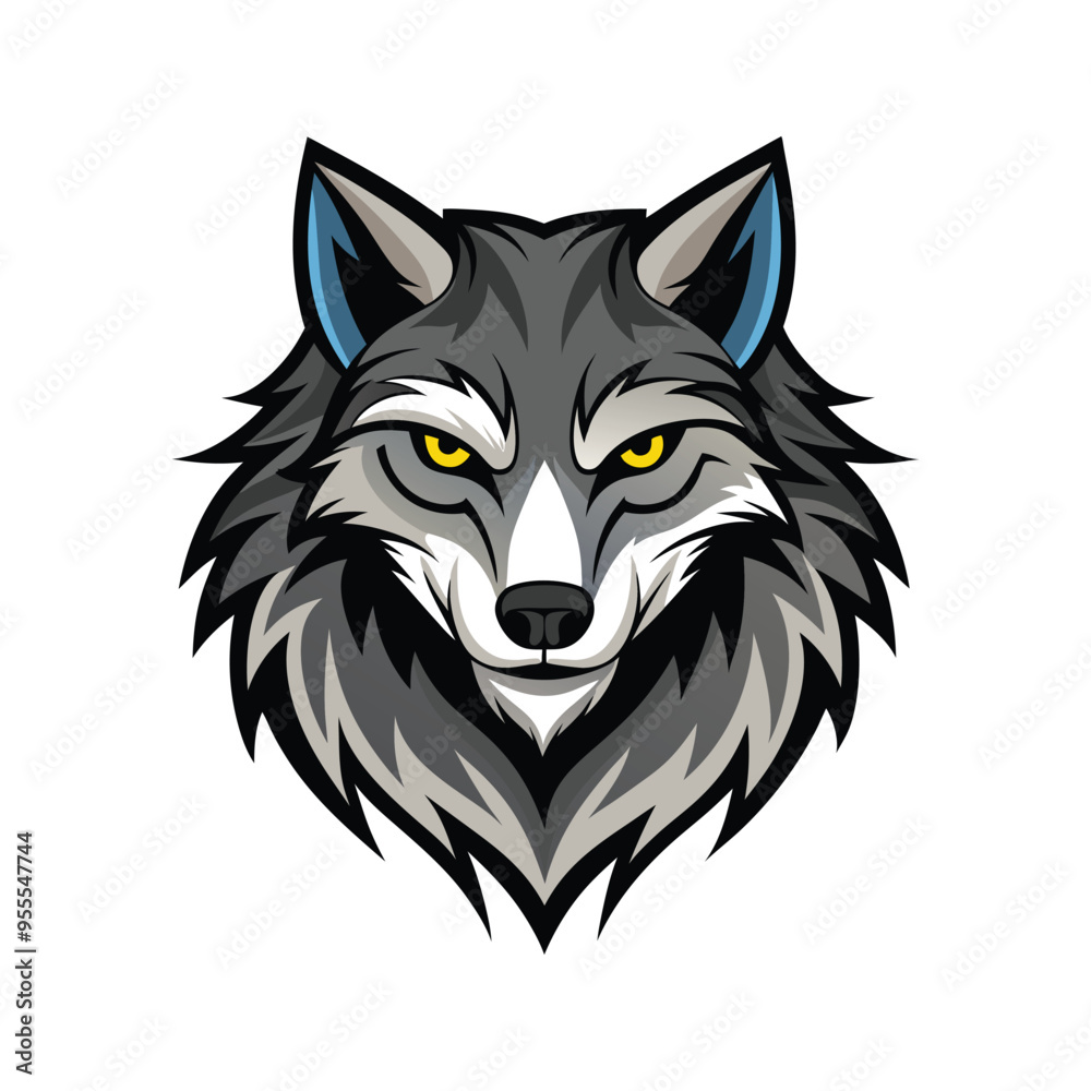 Obraz premium Wolf head color vector illustration design