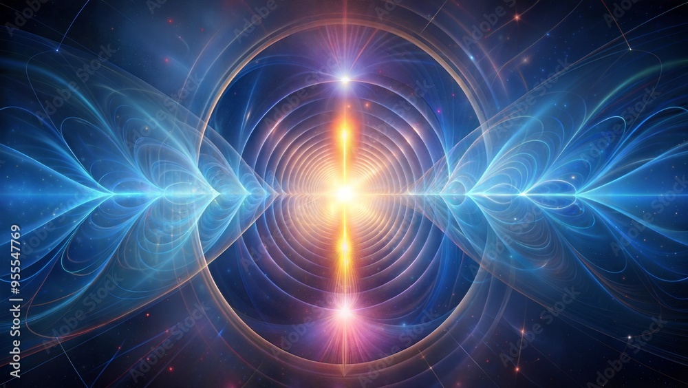 Obraz premium Symmetrical light vortex with radiant energy in deep space