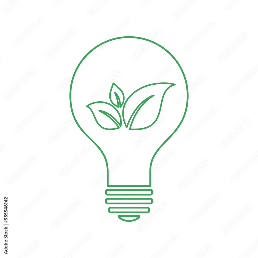 Light bulb with green leaves symbolizing eco-friendly energy concept Light bulb with green leaves symbolizing eco-friendly energy concept