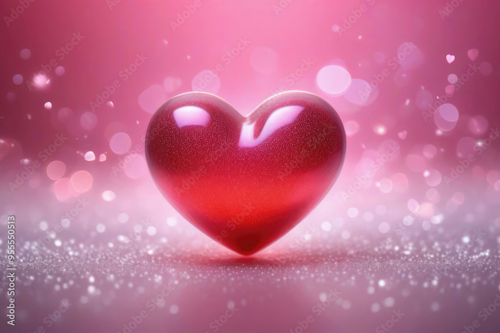 Red hearts with pink bokeh abstract background and starfield dust. Red hearts with pink bokeh abstract background and starfield dust.