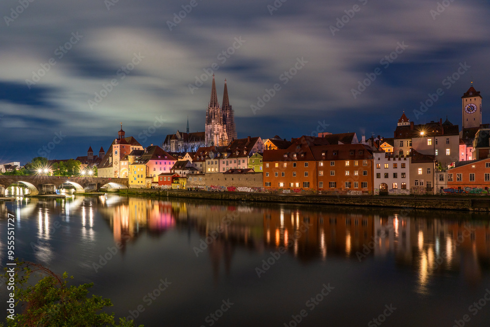 Panoramic view of Regensburg's old town on the Danube in Germany. Panoramic view of Regensburg's old town on the Danube in Germany.