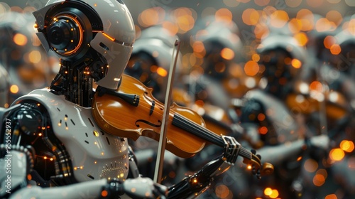 Robot Orchestra Playing Violin