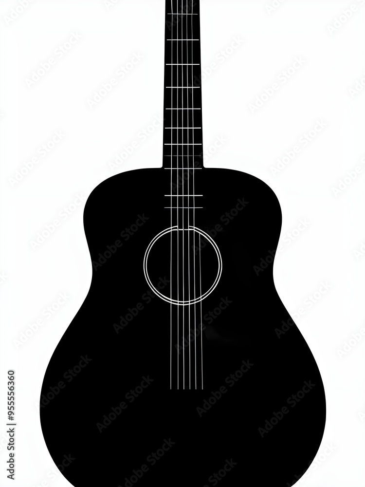 Obraz premium Minimalist image of a guitar with strings 