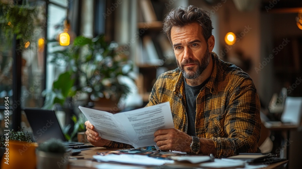 Businessman reviewing document reports at office workplace. legal expert, professional lawyer reading and checking financial documents or insurance contract Businessman reviewing document reports at office workplace. legal expert, professional lawyer reading and checking financial documents or insurance contract