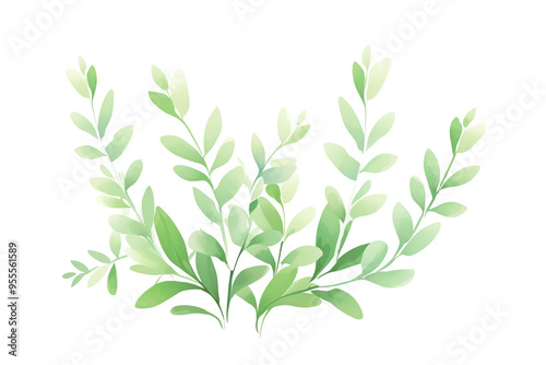 Elegant watercolor illustration of green leafy branches on a white background, perfect for nature, botanical, or eco-friendly themes.