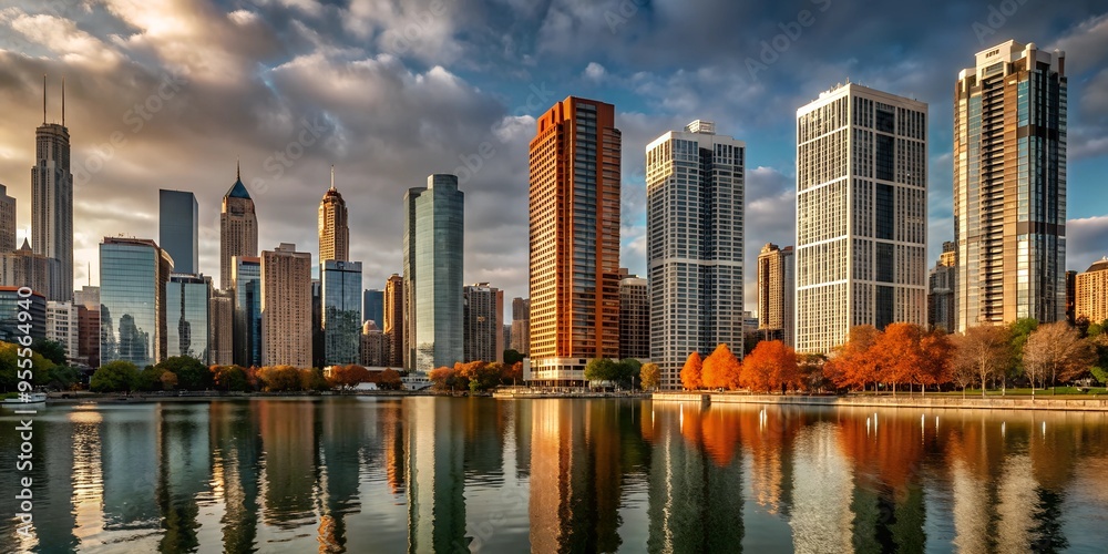 Fototapeta premium country skyline at sunset