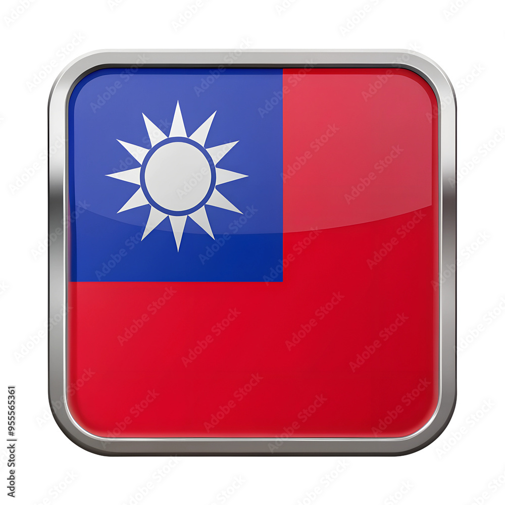 taiwan flag in Rounded Square icon isolated on a transparent background taiwan flag in Rounded Square icon isolated on a transparent background