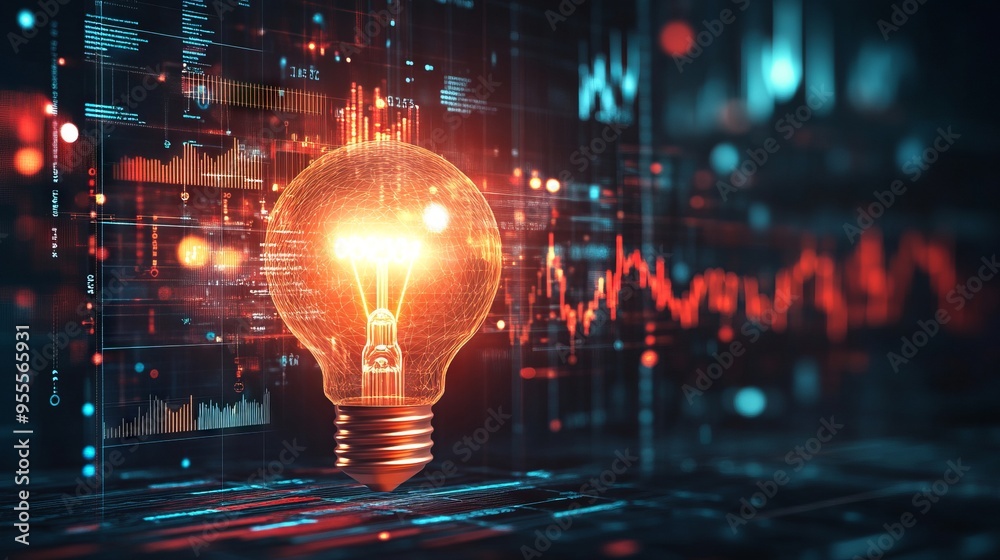 Innovative Business Technology with Glowing Light Bulb. AI generated illustration Innovative Business Technology with Glowing Light Bulb. AI generated illustration