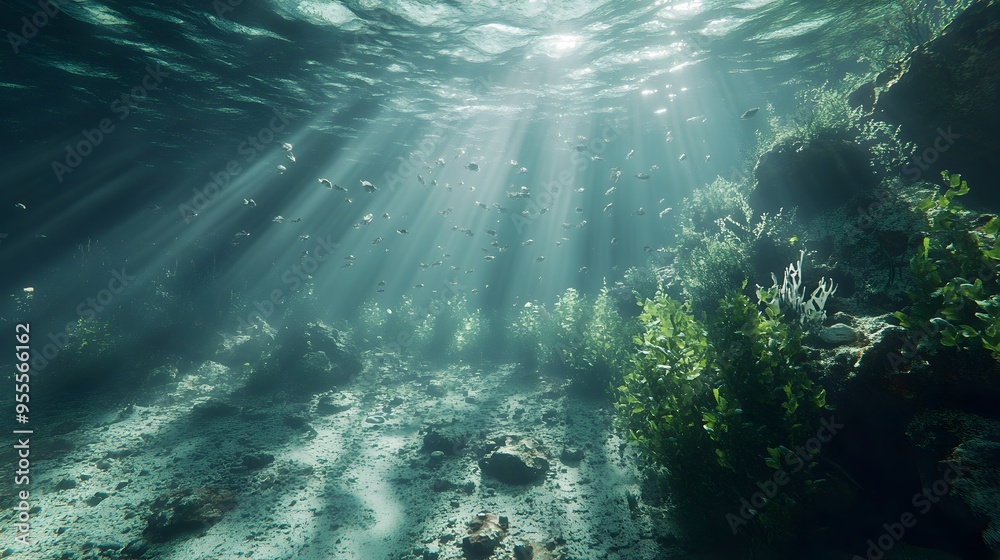 Obraz premium Captivating Underwater Seascape with Cinematic Realism and Vibrant Details