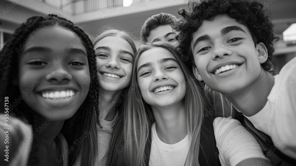 Fototapeta premium Friends' Group Photo at School