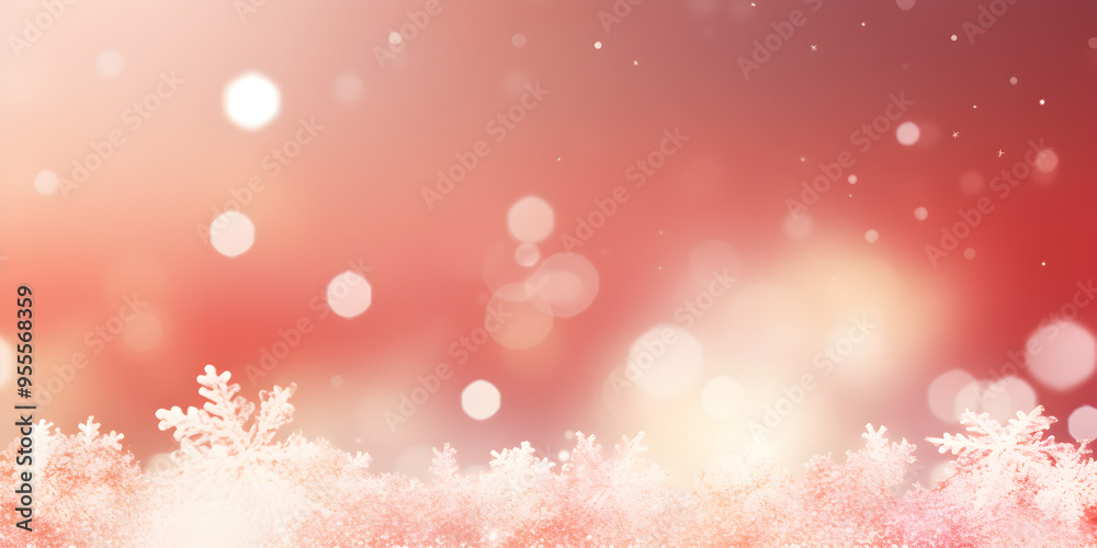 Abstract red Christmas background with white snowfkales, free copy space for text Abstract red Christmas background with white snowfkales, free copy space for text