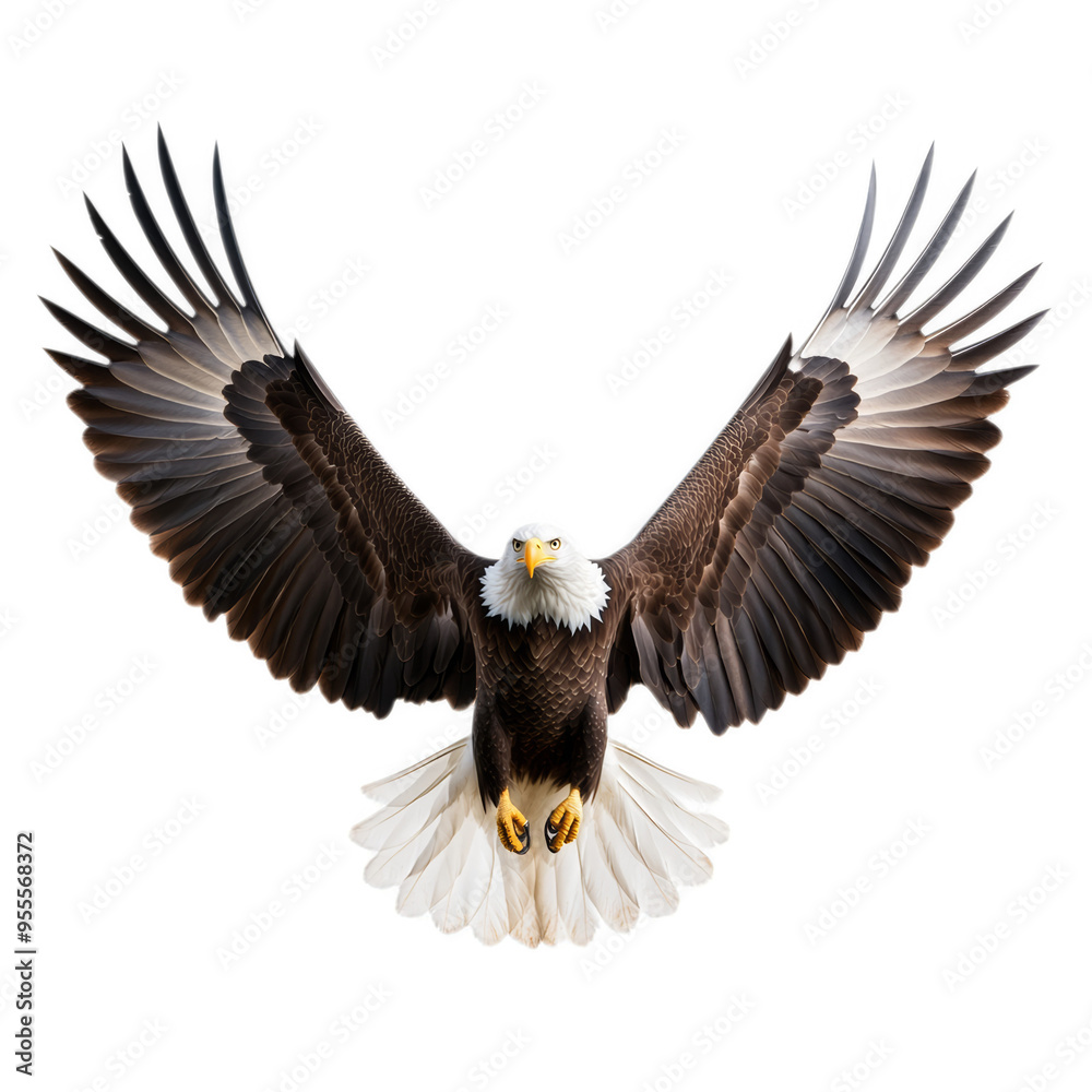 Majestic bald eagle with wings fully spread isolated on a transparent background Majestic bald eagle with wings fully spread isolated on a transparent background