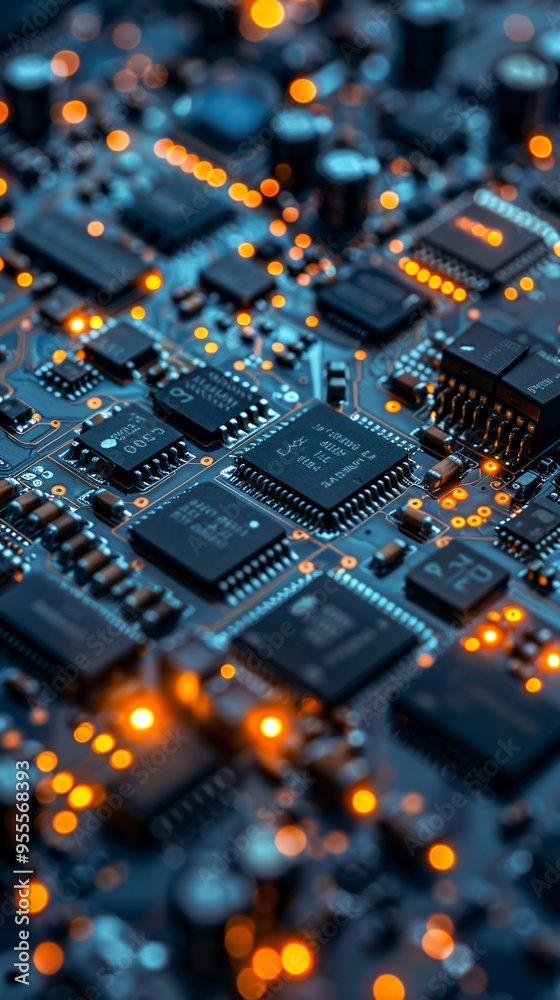 Close-up of electronic circuit board with components Close-up of electronic circuit board with components