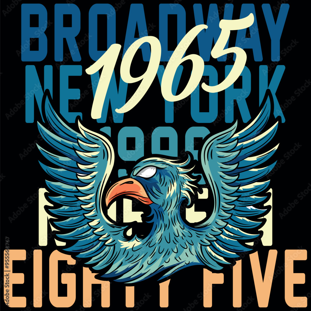 Illustration of an eagle in a military and tattoo style with blue colors and military college design texts and numbers on a patch and zig zag patterns, timeless fashion design. Illustration of an eagle in a military and tattoo style with blue colors and military college design texts and numbers on a patch and zig zag patterns, timeless fashion design.