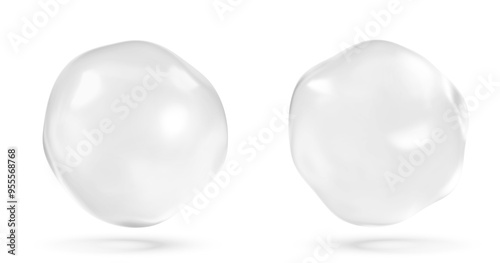 cosmetic moisturizer water molecule, Cosmetic Essence, Liquid bubble, Molecule inside Liquid Bubble on white background.