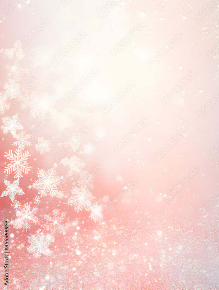 Abstract red Christmas background with white snowfkales, free copy space for text Abstract red Christmas background with white snowfkales, free copy space for text