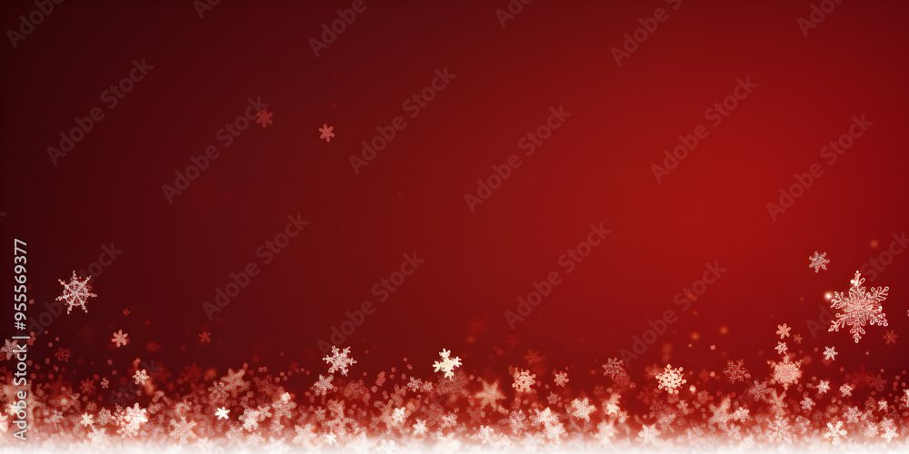 Abstract red Christmas background with white snowfkales, free copy space for text Abstract red Christmas background with white snowfkales, free copy space for text