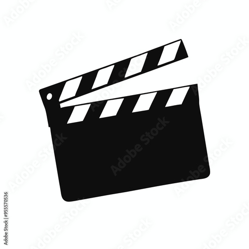 a Film clapperboard, vector silhouette clipart, isolated on white background