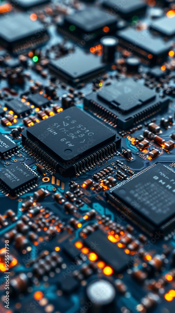 Close-up of electronic circuit board with components Close-up of electronic circuit board with components
