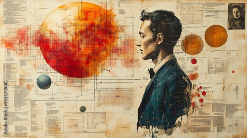 Fototapeta Naklejka Na Ścianę i Meble -  Mind map the role of mathematics in quantum theory covering complex numbers Hilbert spaces and operators