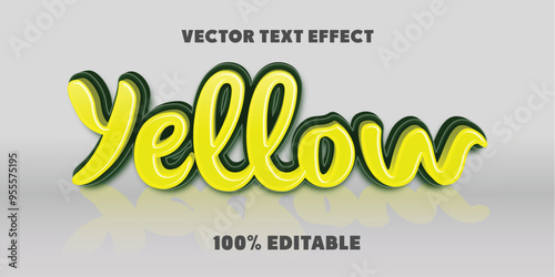 Editable text effect yellow, 3d retro font style