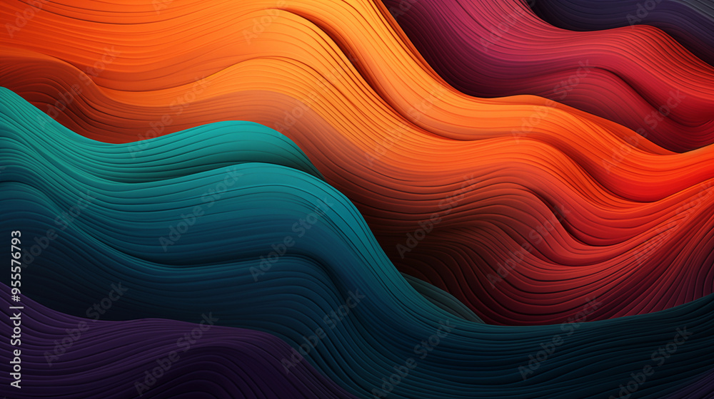 Vibrant Abstract Wave Pattern in Bold Multicolored Gradient, Fabric-Like Texture Vibrant Abstract Wave Pattern in Bold Multicolored Gradient, Fabric-Like Texture