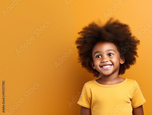 Brown background Happy black american african child Portrait of young beautiful kid Isolated on Background ethnic diversity equality acceptance 