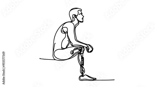 a man with a prosthetic leg line art drawing