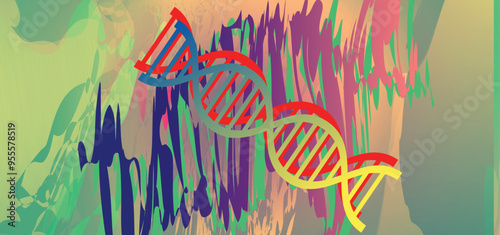 DNA, illustration, vector  shapes Double helix structure. Genetic engineering concept.