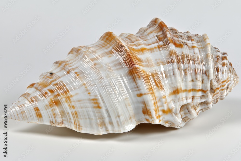 A large, intricately patterned seashell rests on a smooth surface, showcasing its natural beauty and texture A large, intricately patterned seashell rests on a smooth surface, showcasing its natural beauty and texture