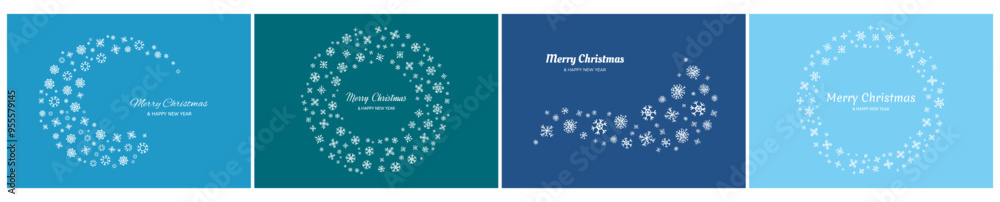 Set of Merry Christmas backgrounds with snowflakes Set of Merry Christmas backgrounds with snowflakes