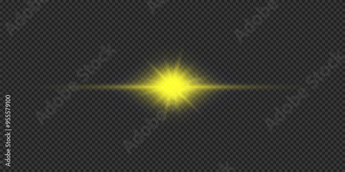 Yellow horizontal light effect of lens flares
