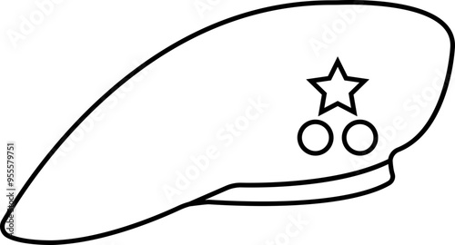 Military beret cap icon in line. isolated on transparent background Hat icons, captain hat icon, police cap, sun visor, beret, cowboy, military hat. Vector for apps or website