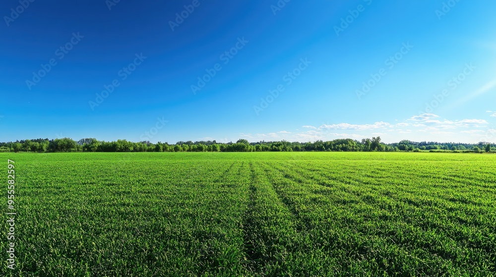 A wide expanse of lush green grass under a clear blue sky, perfect for capturing the essence of a sunny summer day with ample space for copy. A wide expanse of lush green grass under a clear blue sky, perfect for capturing the essence of a sunny summer day with ample space for copy.