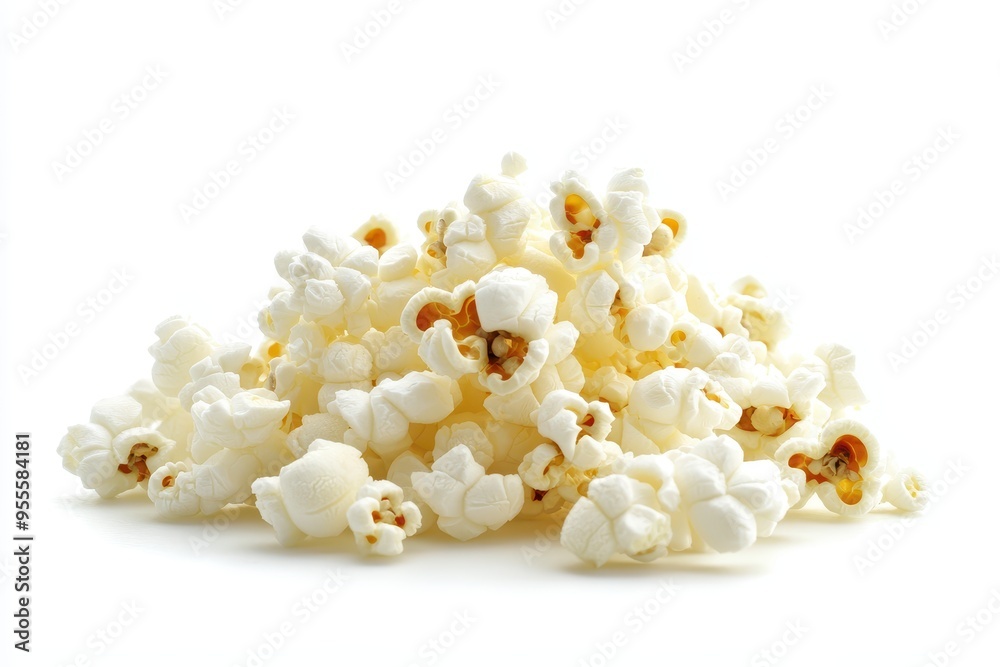 A delicious pile of fluffy popcorn ready for movie night at a cozy home setting in the evening A delicious pile of fluffy popcorn ready for movie night at a cozy home setting in the evening