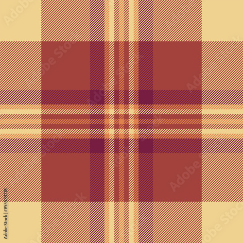 Complexity background fabric texture, halloween textile pattern vector. 1940s check tartan seamless plaid in red and amber colors.