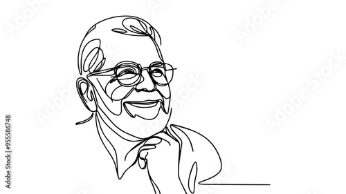 smiling old man wearing sunglasses line art vector