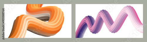 Abstract volumetric background. Cords. set of two illustrations. Toothpaste in a tube. Minimalism. Creative modern background. Cover design, wallpaper, background. eps vector.